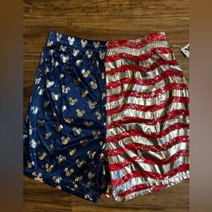 Men's Disney Patriotic Star & Mickey Flag Athletic Shorts - Blue & Red